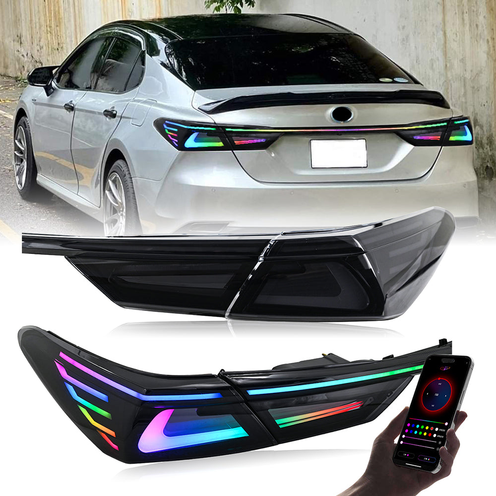 New Style Smoked/RGB LED Tail Lights for 2018–2024 Toyota Camry w/ Start-Up Animation – Sequential Rear Lights Replacement - Kuerled