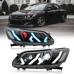 LED Headlight for 2013-2015 Accord 4door (Include Hybrid/LX/Touring Models),Easy Installation, Plug and Play with Devil Eye - Kuerled
