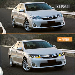 LED Headlight for 2012-2014 Toyota Camry, Animation Sequential, Headlight Assembly (Triple Beams) - Kuerled