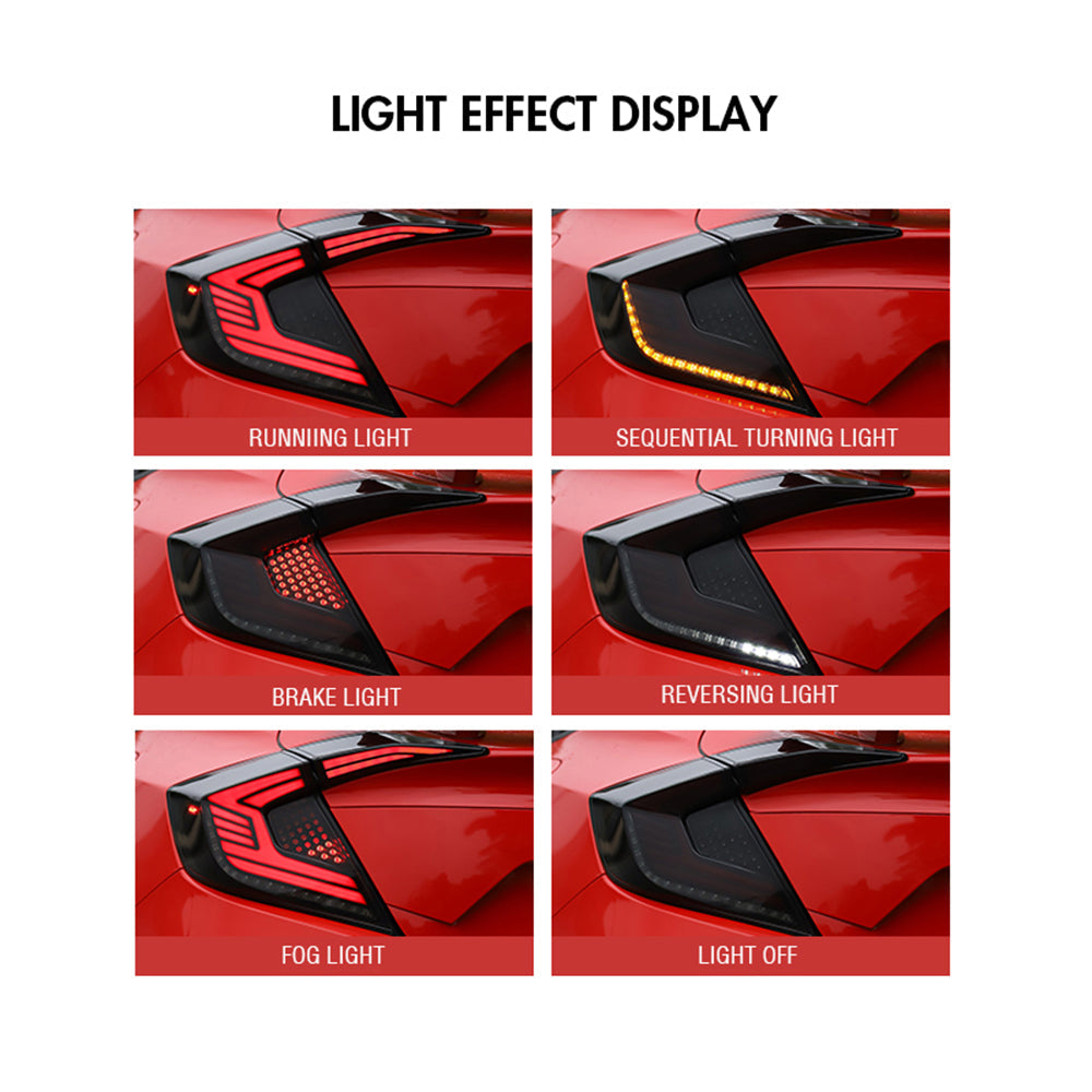 For 2016-2021 Honda Civic hatchback Led Tail light (Three compartments) - KuerLED