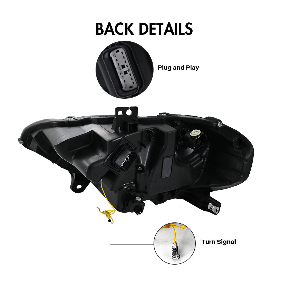 LED Headlight for 2018-2023 Ford Mustang S550, Carbon Fiber Style, Projector Front Lamp Assembly with Triple Beam Lens