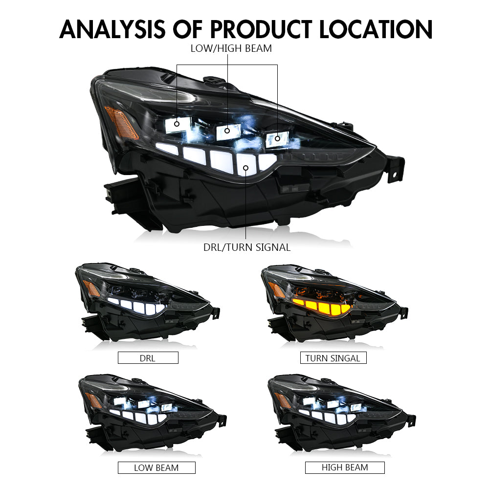 LED Headlights for 2013–2016 Lexus IS250, IS350, IS200t, IS300 Sequential Head Lamps Assembly