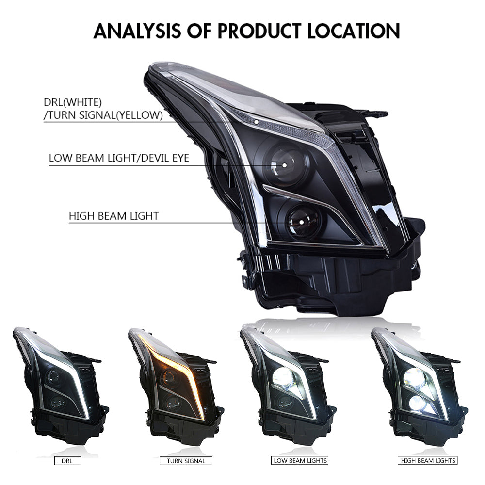 KARPAL Halogen Headlight Assembly For Cadillac ATS 2013-2019 - Right Passenger Side