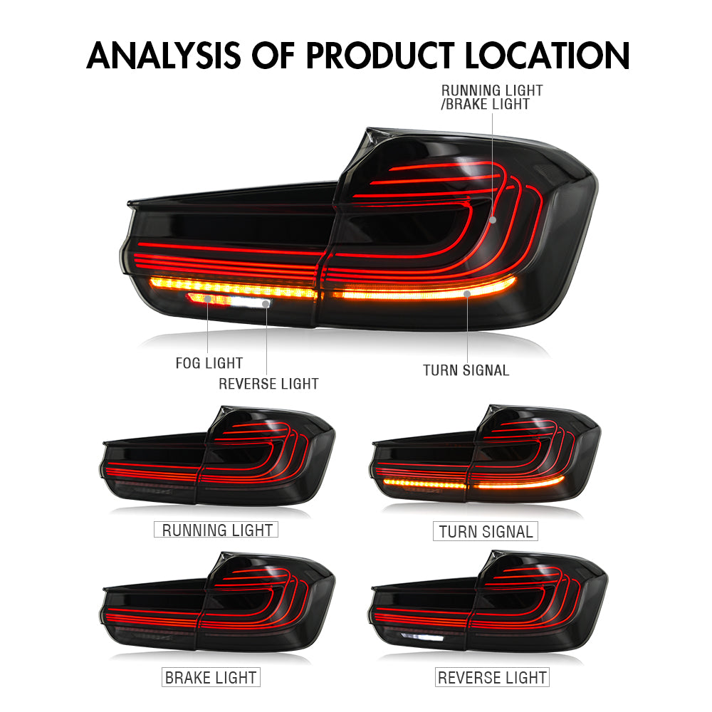LED Tail Lights for 2013–2018 BMW 3 Series F30 F80 M3 320i 325i 328i 340i | Sequential Turn Signal Rear Lamp Assemblies
