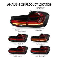 LED Tail Lights for 2013–2018 BMW 3 Series F30 F80 M3 320i 325i 328i 340i | Sequential Turn Signal Rear Lamp Assemblies