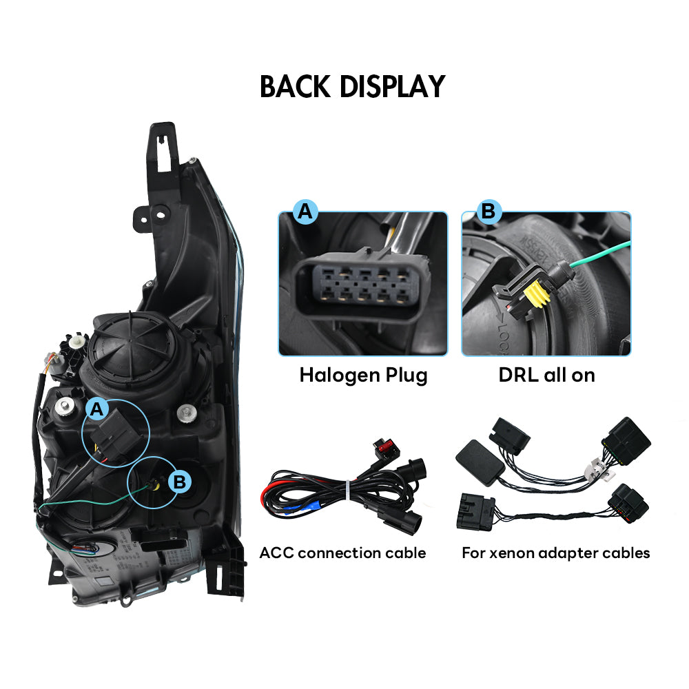 2010-2016 Cadillac SRX LED Headlights (Carbon Fiber Style), Complete Front Assembly, Plug & Play