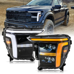 Full LED Headlights Pair for 2021 – 2023 Ford F-150, Four-Projector with DRL, Startup & Sequential Turn Animation, Plug & Play (Copy)