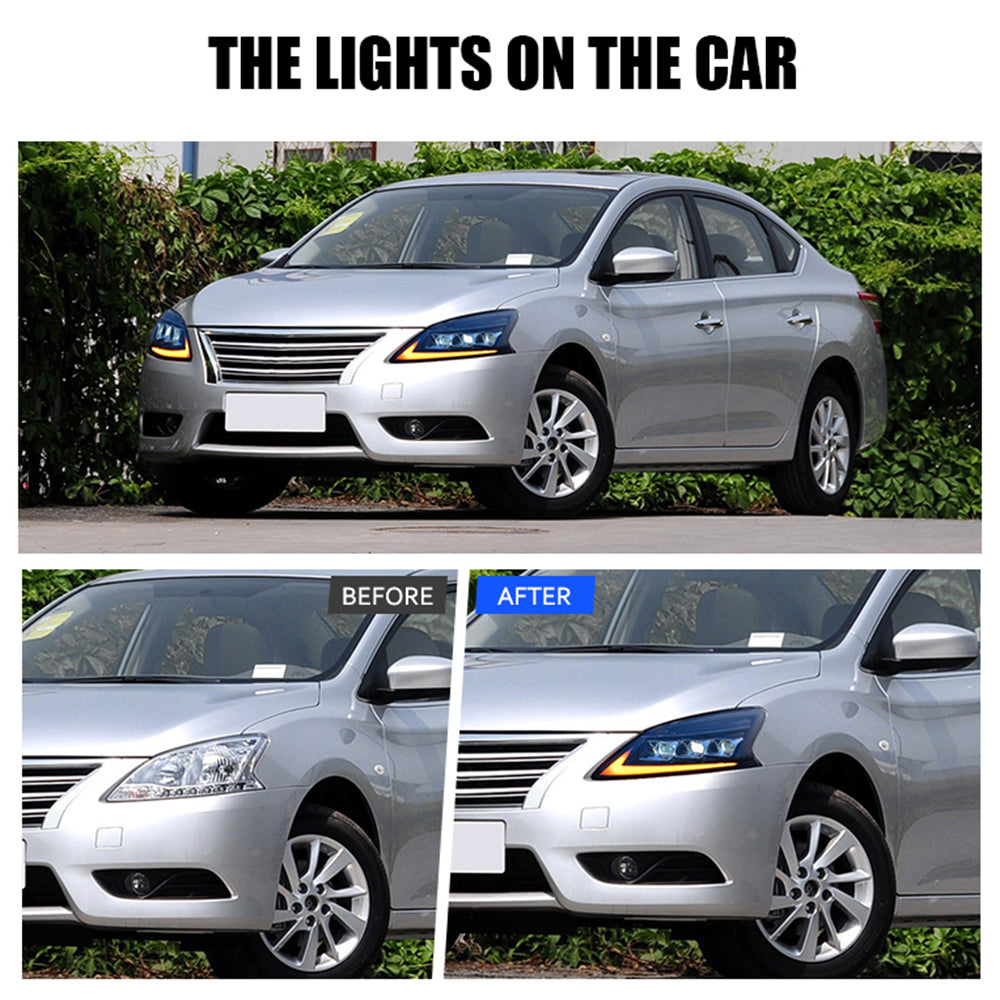 For 2015-2017 Nissan sylphy Led headlight assembly with LED daytime running lights (a touch of blue running steering) - KuerLED