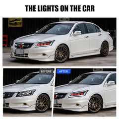 LED Headlights For 2008-2012 Honda Accord MK8 DRL Sequential Turn Signal - KuerLED