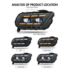 Premium Triple-Projector LED Headlights For 2010-2014 Ford Mustang | Plug & Play Upgrade | Dynamic Sequential Signals
