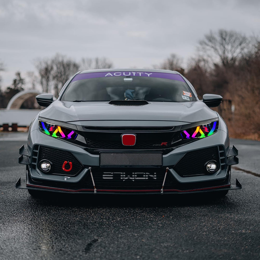 Pair Of Halogen Headlights With LED DRL For 2016-2020 Honda Civic - Electroplated Housing, Direct Fit