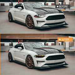 LED Headlight for 2018-2023 Ford Mustang S550, Carbon Fiber Style, Projector Front Lamp Assembly with Triple Beam Lens