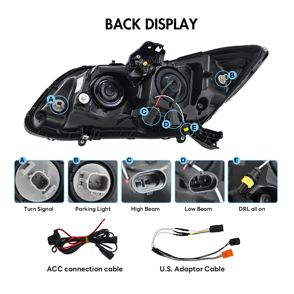 LED Headlight Assembly for 2012-2015 Honda Civic Sedan 4-Door & 2012-2013 Civic Coupe 2-Door, Plug & Play, Devil Eye, Easy Installation