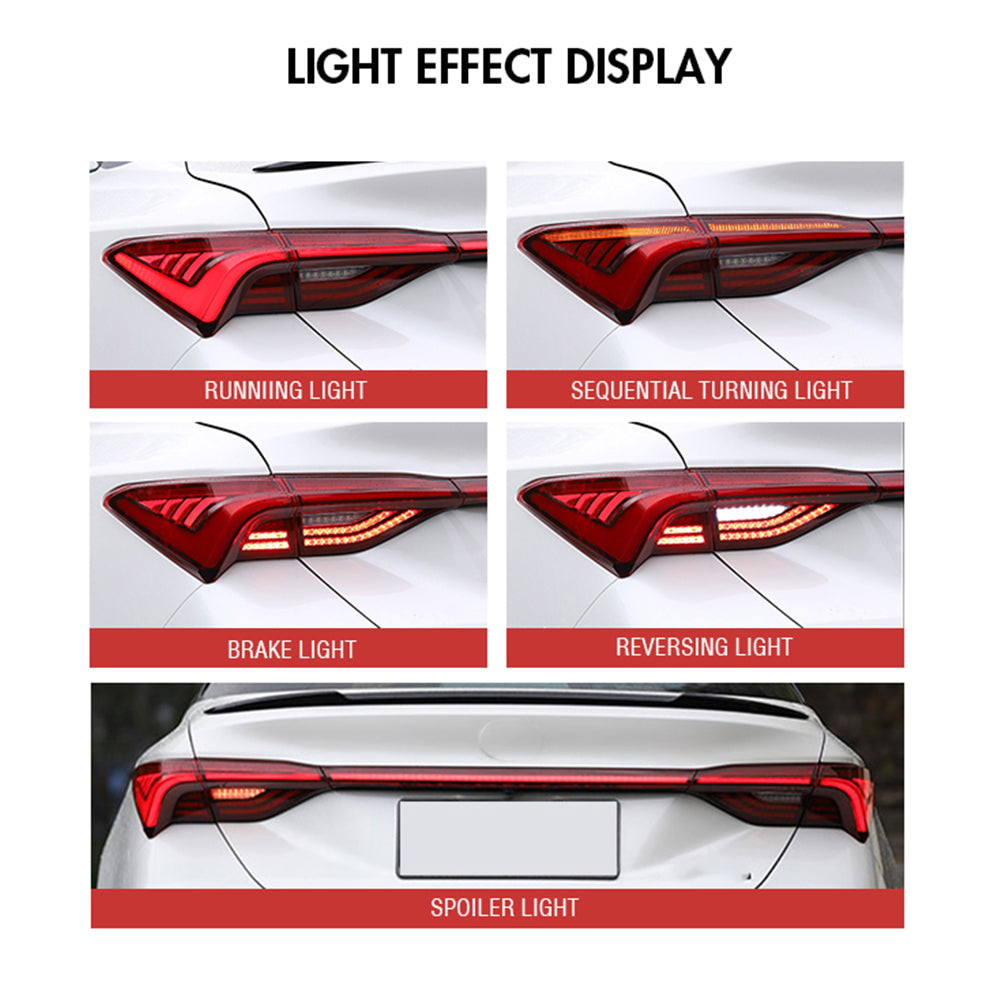 For 2019-2022 Toyota Avalon LED Tail Lights Assembly LED Rear Lamps (Smoked/Red) - KuerLED