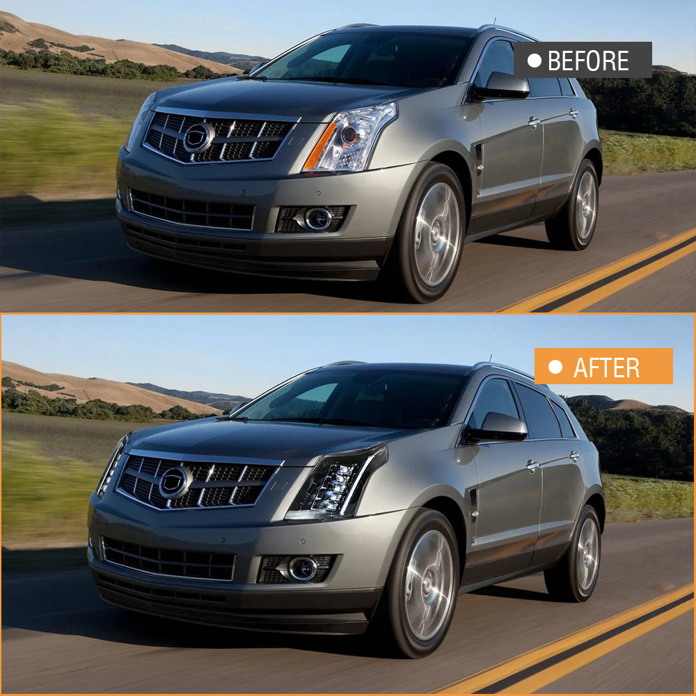 2010-2016 Cadillac SRX LED Headlights (Carbon Fiber Style), Complete Front Assembly, Plug & Play