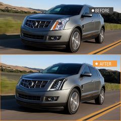 2010-2016 Cadillac SRX LED Headlights (Carbon Fiber Style), Complete Front Assembly, Plug & Play