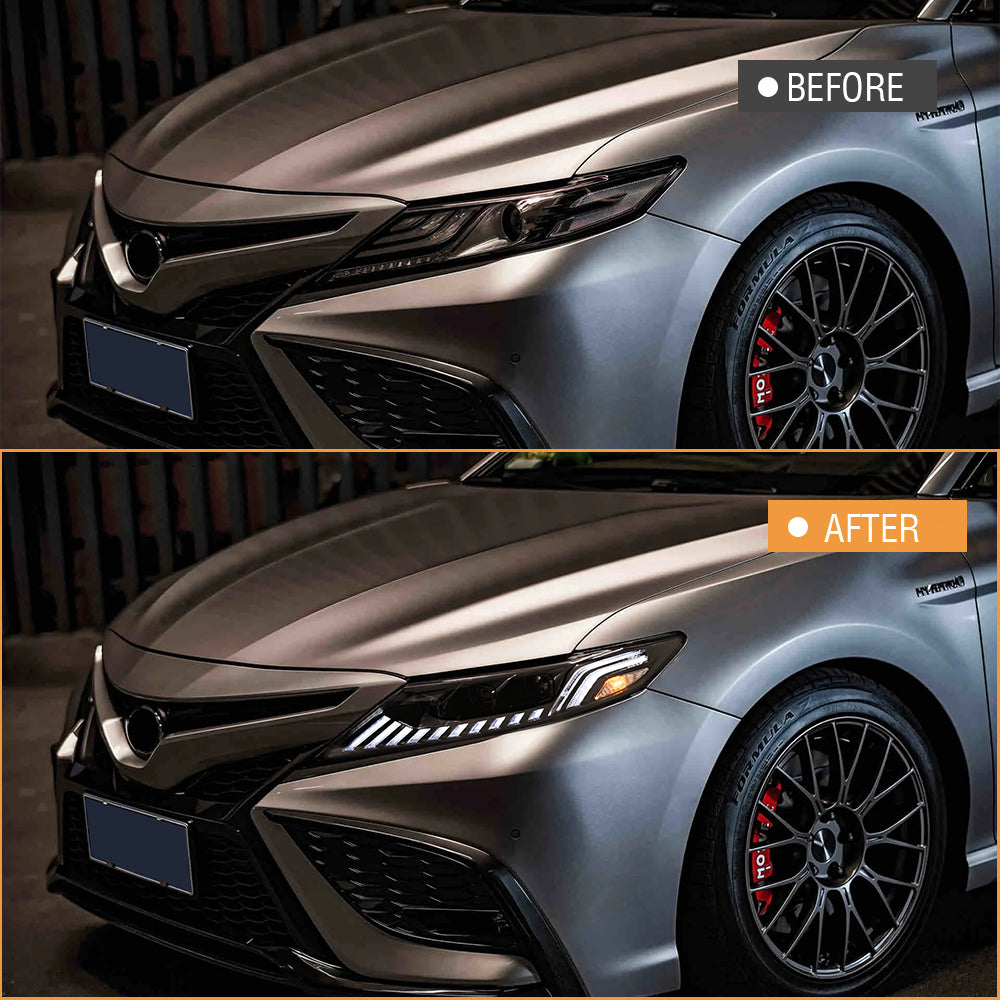 2018-2024 Toyota Camry LE/SE/XLE/XSE/TRD LED Headlights Assembly, Audi Style with Sequence Animation
