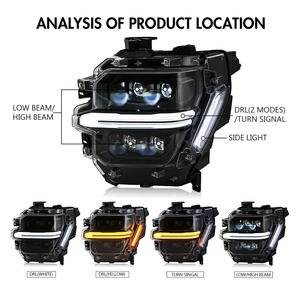 Full LED Headlights Pair for 2024–2025 Ford F-150, 4-Projector with DRL, Startup & Sequential Turn Animation, Plug & Play for STX / XLT / XL/ Tremor - Kuerled