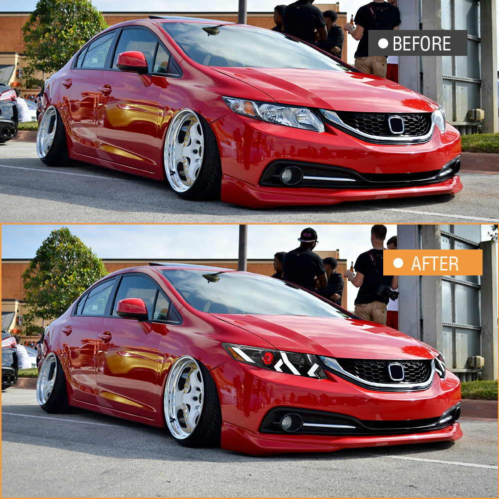 LED Headlight Assembly for 2012-2015 Honda Civic Sedan 4-Door & 2012-2013 Civic Coupe 2-Door, Plug & Play, Devil Eye, Easy Installation