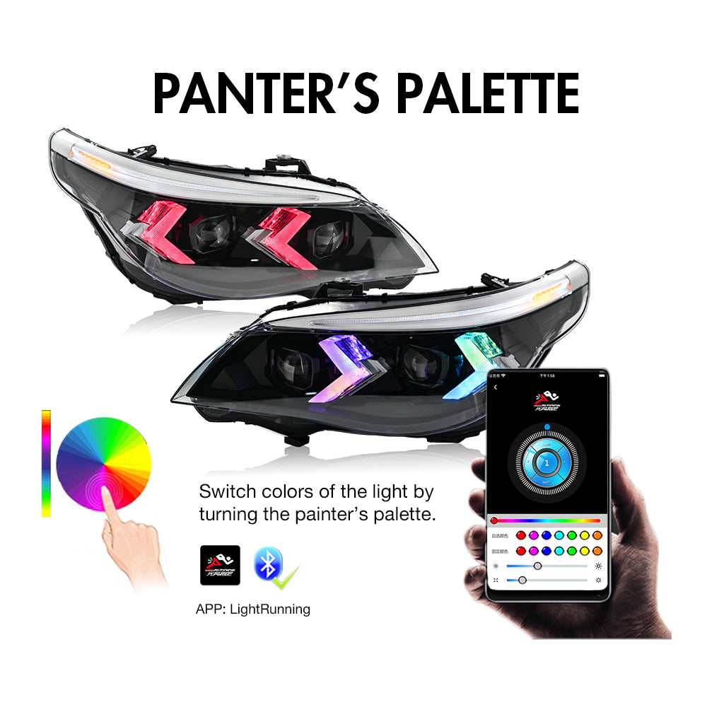 BMW 5-Series (2004-2010 E60/E61) RGB LED Headlight Assembly, Premium P ...