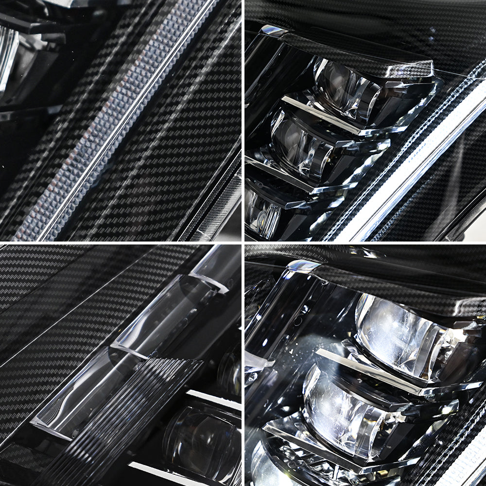 2010-2016 Cadillac SRX LED Headlights (Carbon Fiber Style), Complete Front Assembly, Plug & Play