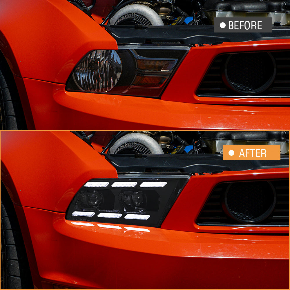 Premium Triple-Projector LED Headlights For 2010-2014 Ford Mustang | Plug & Play Upgrade | Dynamic Sequential Signals