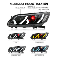 LED Headlight for 2013-2015 Accord 4door (Include Hybrid/LX/Touring Models),Easy Installation, Plug and Play with Devil Eye - Kuerled