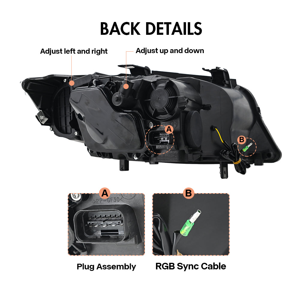 2009-2012 BMW 3-Series E90 E91 RGB LED Headlights, 320i 323i 325 330 335, (Halogen/Xenon)