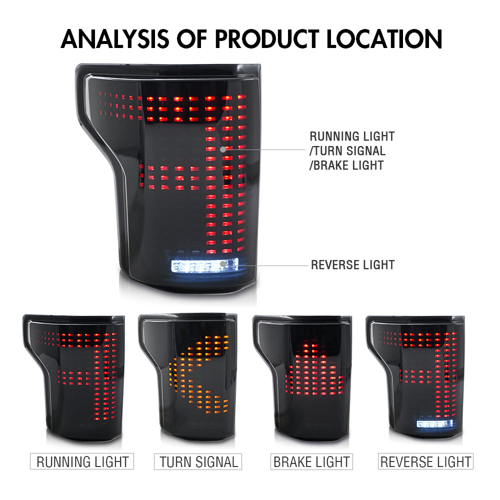 Animated Digital Tail Light for Ford F150 2015-2020, LED Upgrade (Excludes Blind Spot Feature)
