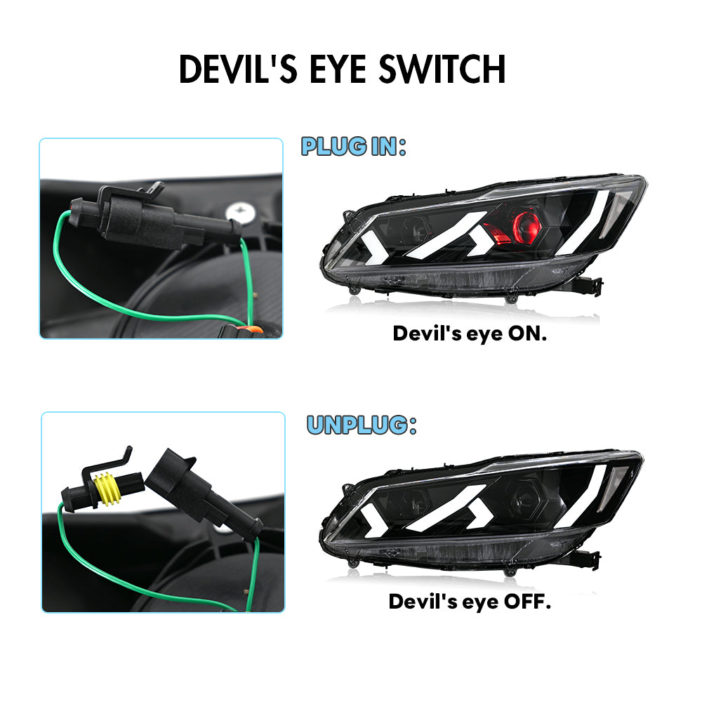 LED Headlight for 2016-2017 Accord 4door (Include Hybrid/LX/Touring Models),Easy Installation, Plug and Play with Devil Eye - Kuerled