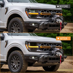 Full LED Headlights Pair for 2024–2025 Ford F-150, 4-Projector with DRL, Startup & Sequential Turn Animation, Plug & Play for STX / XLT / XL/ Tremor - Kuerled
