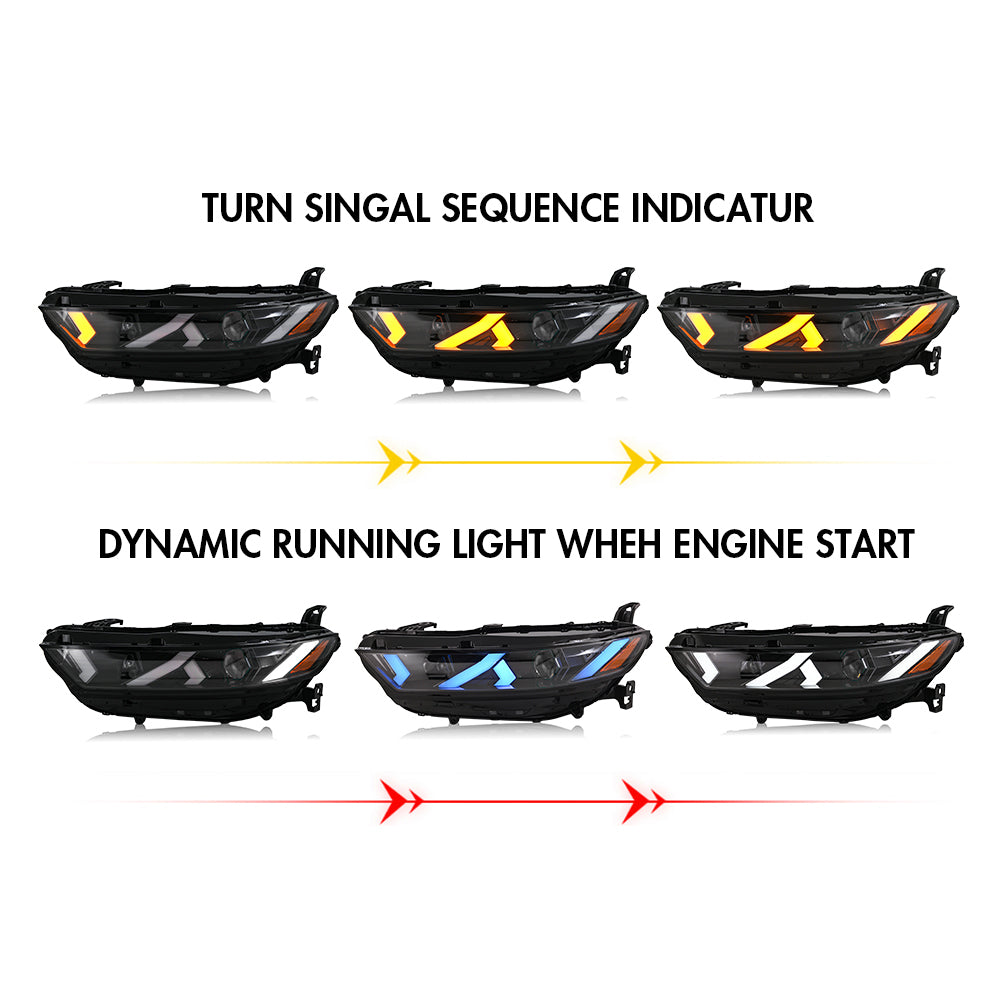 2023-2025 Honda Accord LED Headlight Assembly with Demon Eye, Color-Changing Projector, Plug & Play Upgrade for Sedan