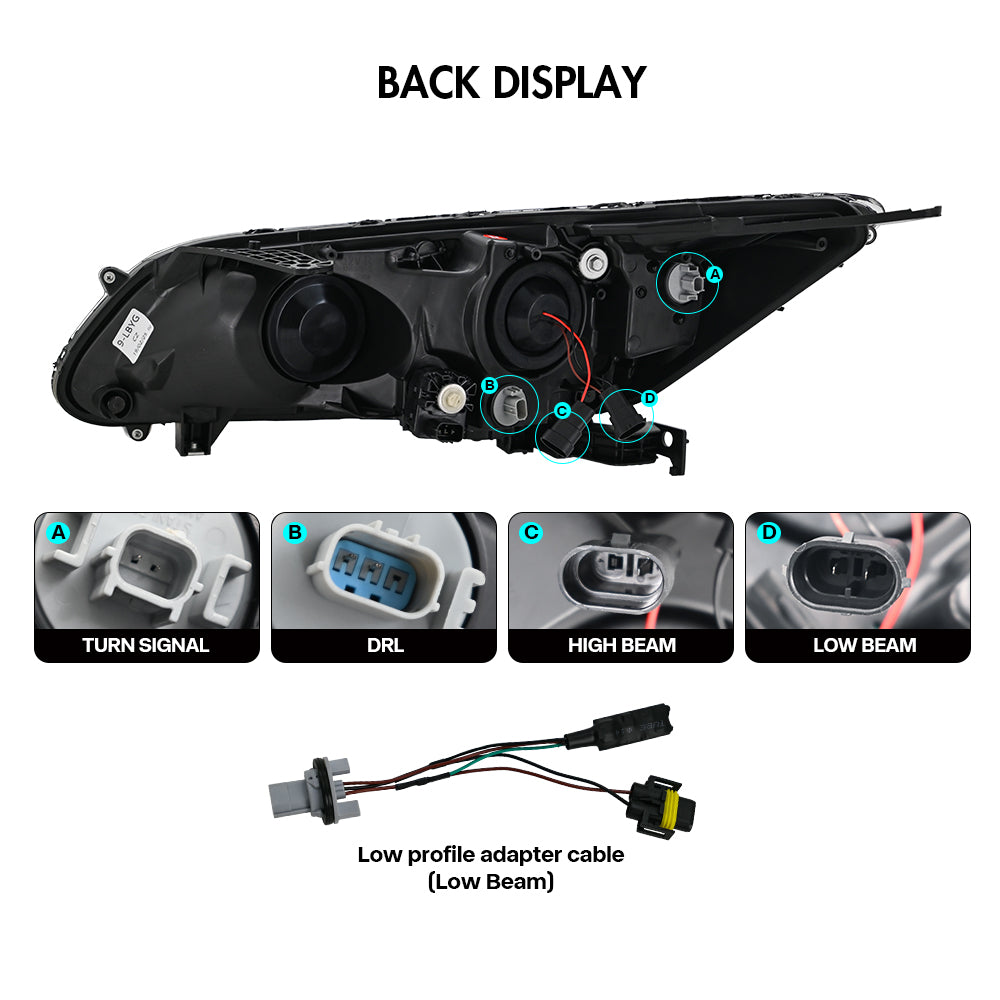 LED Headlight for 2013-2015 Accord 4door (Include Hybrid/LX/Touring Models),Easy Installation, Plug and Play with Devil Eye - Kuerled