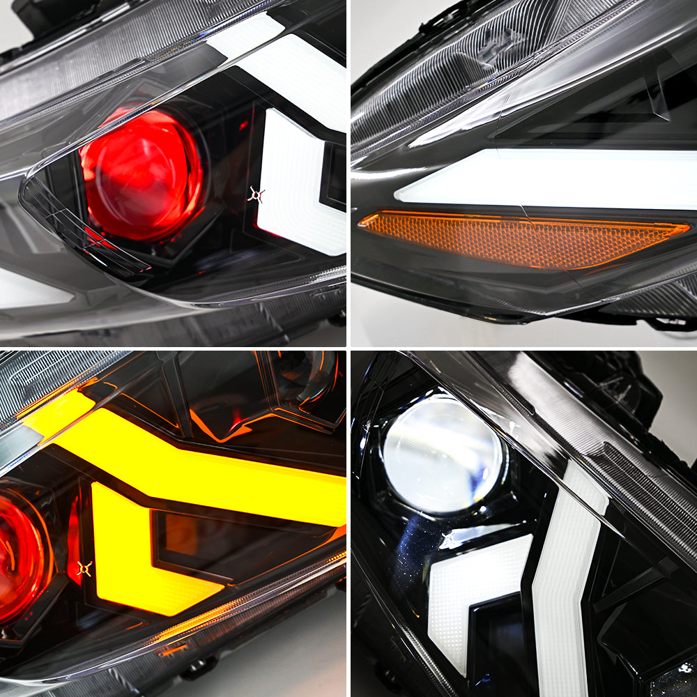 LED Headlight Assembly for 2012-2015 Honda Civic Sedan 4-Door & 2012-2013 Civic Coupe 2-Door, Plug & Play, Devil Eye, Easy Installation