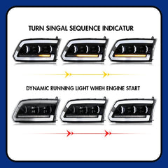 Dodge RAM 1500 (2009-2018) RAM 1500 2500 (2013-2018) LED Headlights, Sequential Turn Signal, Plug & Play Upgrade - Kuerled