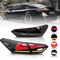 New Accessories For 2018-2024 Toyota Camry Tail Light Assembly SE XSE LE Lexus Style Smoke Rear Led Lights - KuerLED