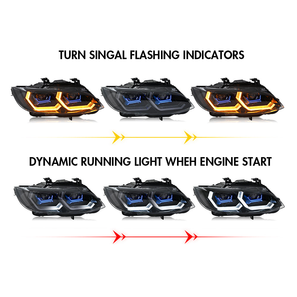BMW 3-Series LED Headlights (2007-2010 E92/E93/Coupe), Fits 325i/328i/335i, Plug and Play, Easy Installation