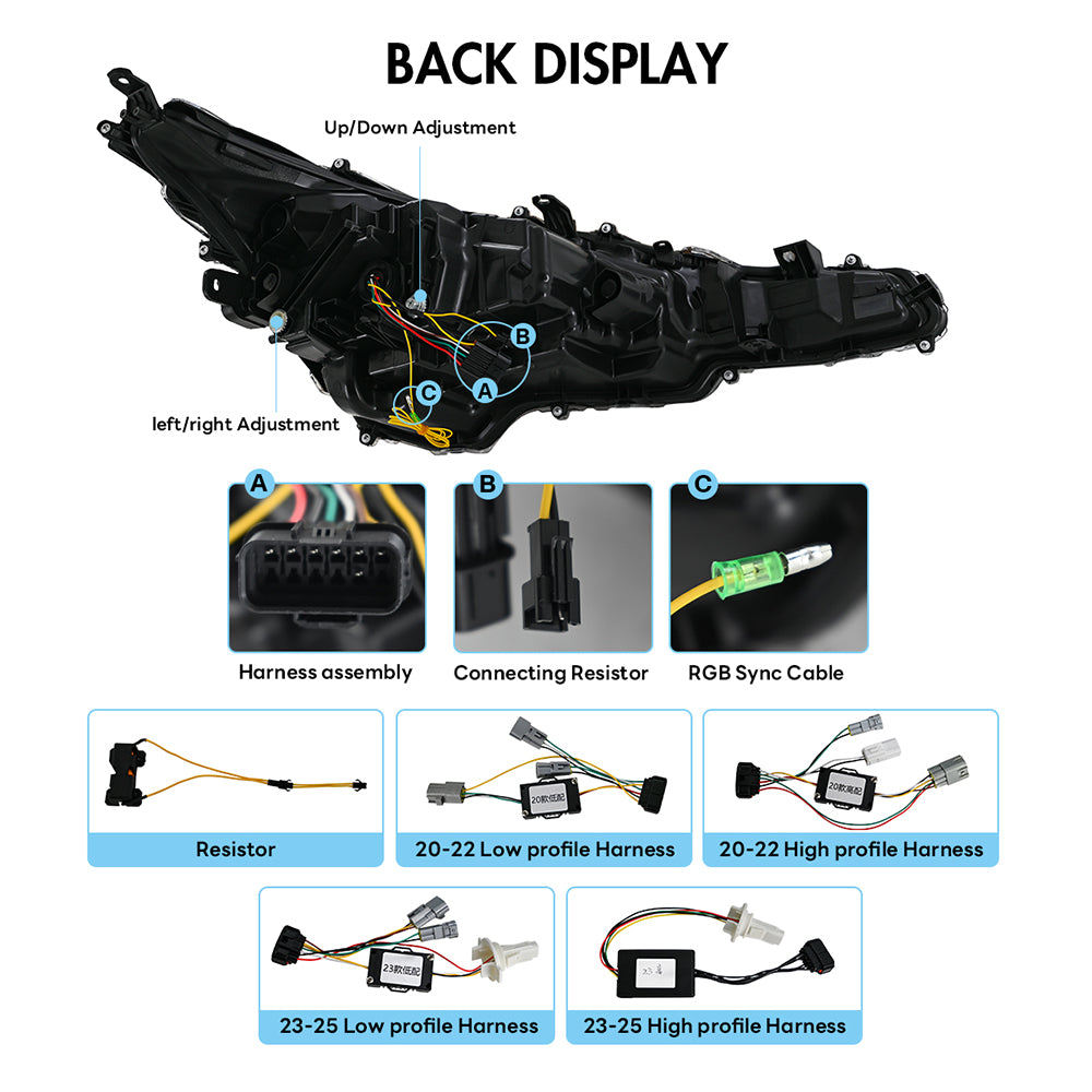 2020-2025 Toyota Corolla Sedan RGB LED Headlight Assembly - OEM Replacement Headlamps - Kuerled