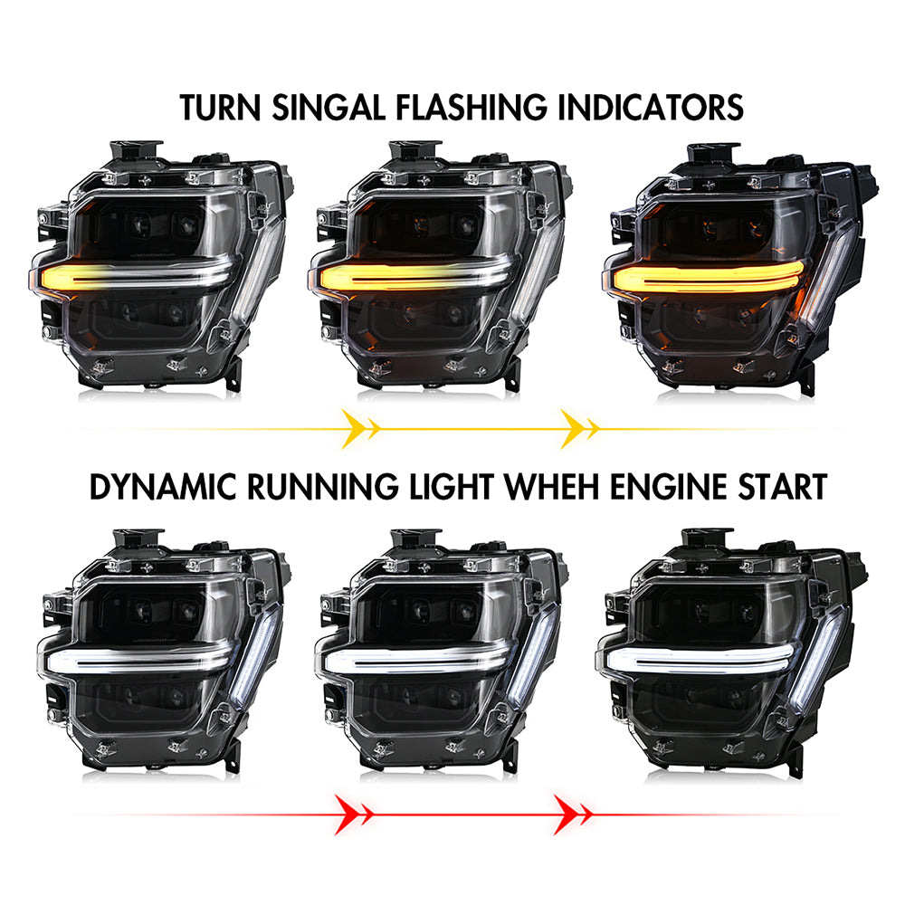 Full LED Headlights Pair for 2024–2025 Ford F-150, 4-Projector with DRL, Startup & Sequential Turn Animation, Plug & Play for STX / XLT / XL/ Tremor - Kuerled