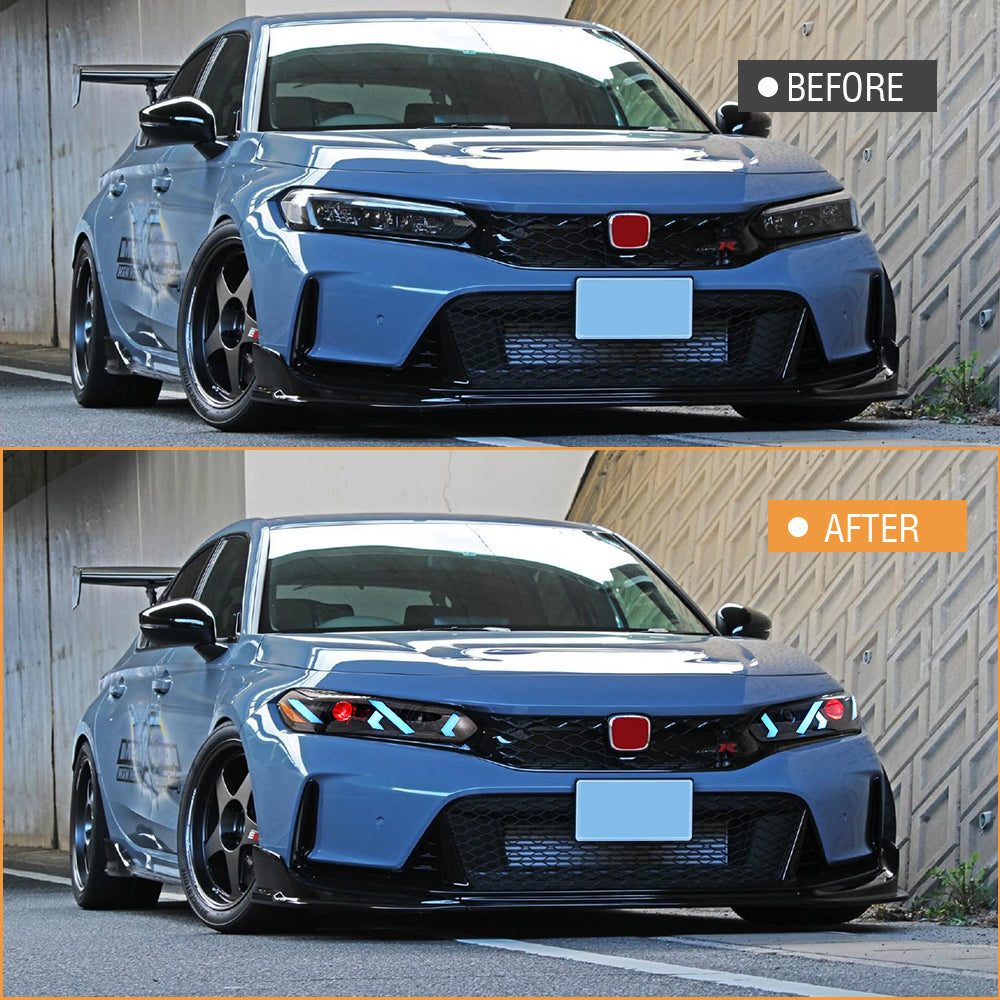 LED Headlight Assembly for 2022-2025 Honda Civic 11th Gen Sedan 4-Door, Plug & Play, Devil Eye, Easy Installation