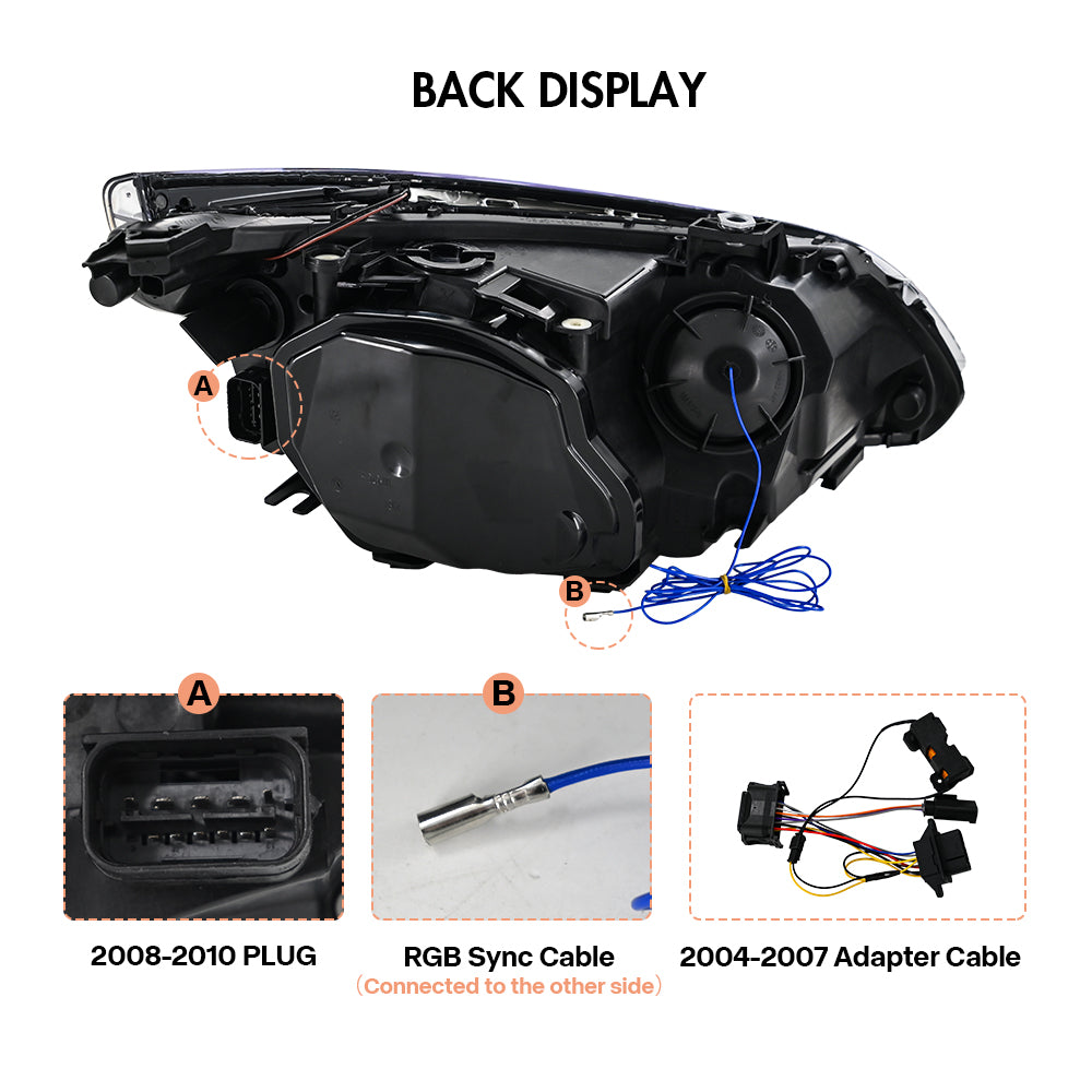 BMW 5-Series (2004-2010 E60/E61) RGB LED Headlight Assembly, Premium Projector Upgrade, Plug and Play