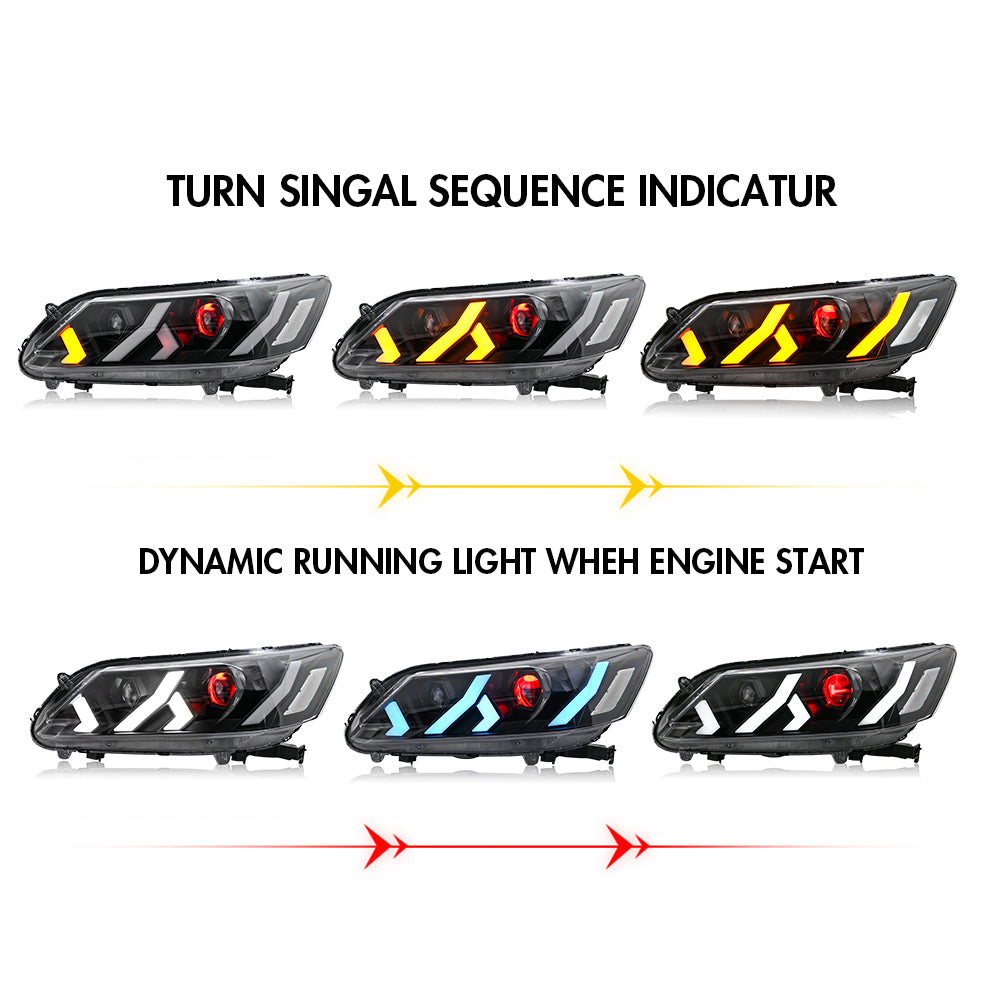LED Headlight for 2013-2015 Accord 4door (Include Hybrid/LX/Touring Models),Easy Installation, Plug and Play with Devil Eye - Kuerled