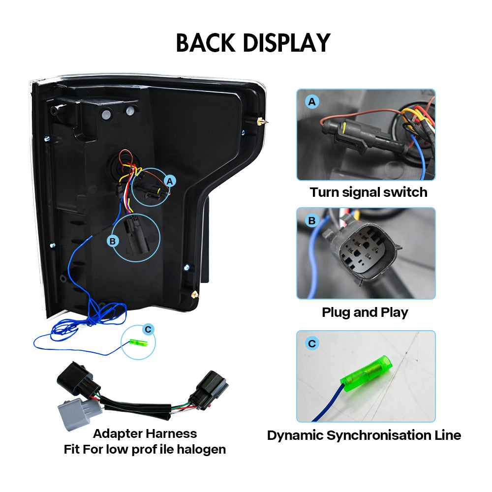 Animated Digital Tail Light for Ford F150 2015-2020, LED Upgrade (Excludes Blind Spot Feature)