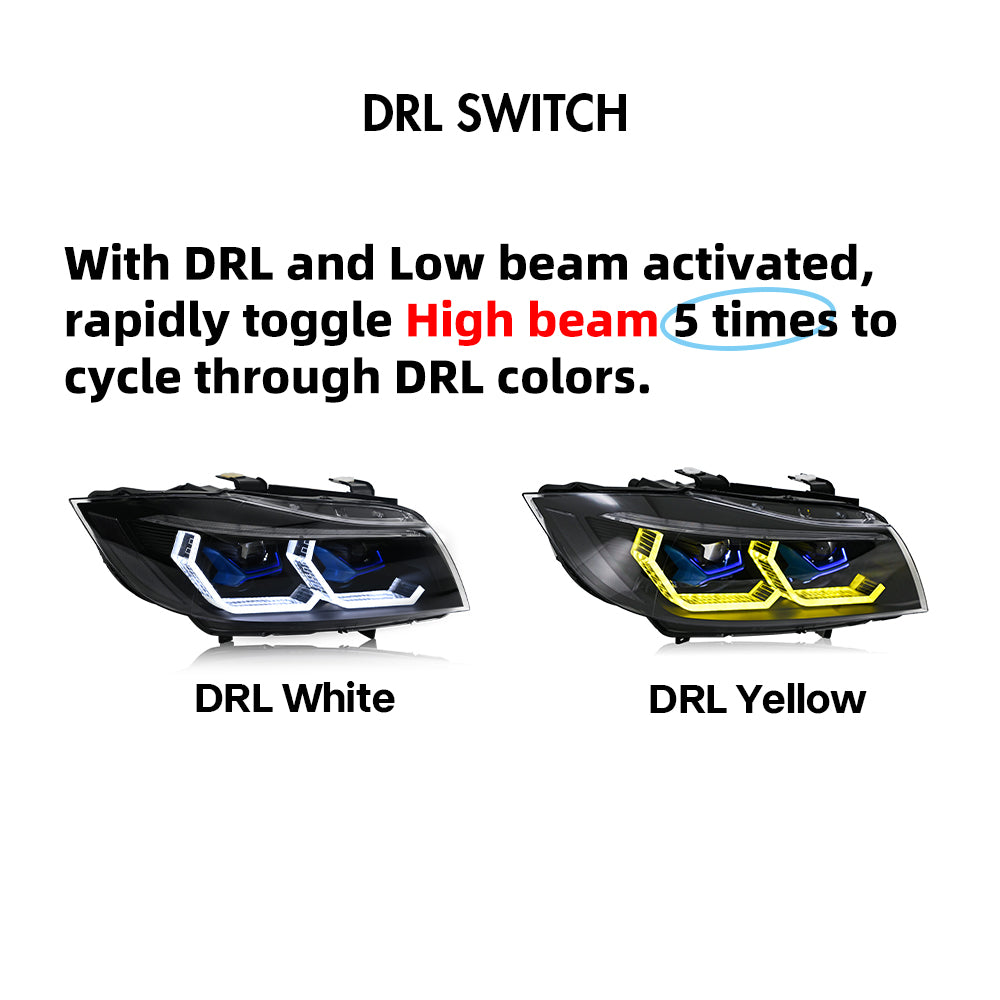 BMW 3-Series LED Headlights (2005-2012 E90/E91), Fits 320i/323i/325/328i/330/335 Halogen/Xenon - Kuerled