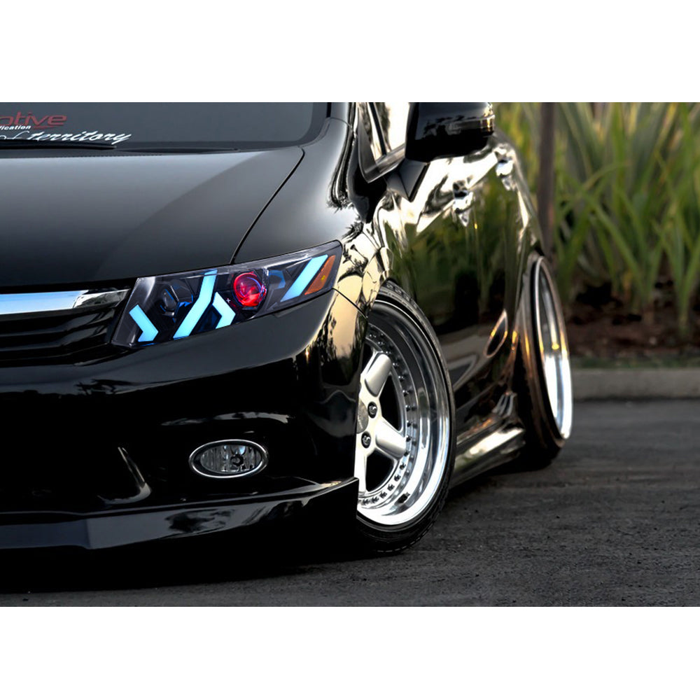 LED Headlight Assembly for 2012-2015 Honda Civic Sedan 4-Door & 2012-2013 Civic Coupe 2-Door, Plug & Play, Devil Eye, Easy Installation