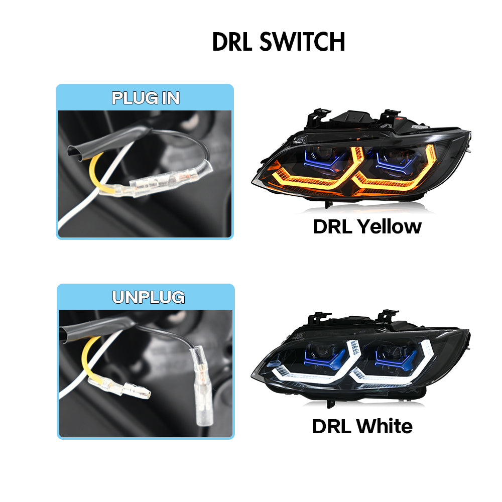 BMW 3-Series LED Headlights (2007-2010 E92/E93/Coupe), Fits 325i/328i/335i, Plug and Play, Easy Installation