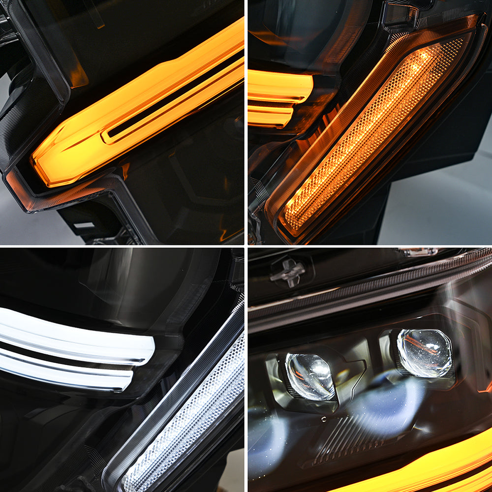 Full LED Headlights Pair for 2024–2025 Ford F-150, 4-Projector with DRL, Startup & Sequential Turn Animation, Plug & Play for STX / XLT / XL/ Tremor - Kuerled