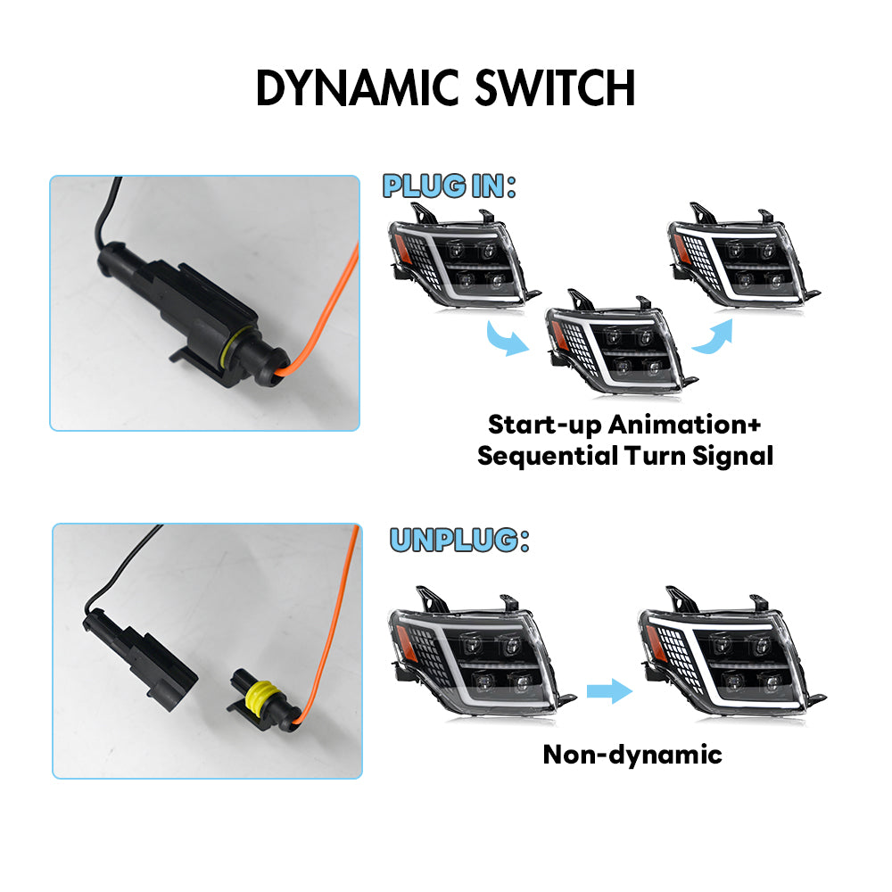 LED Headlight for 2009-2021 Mitsubishi Pajero V93/V97, With Dynamic Animation Lights - Kuerled