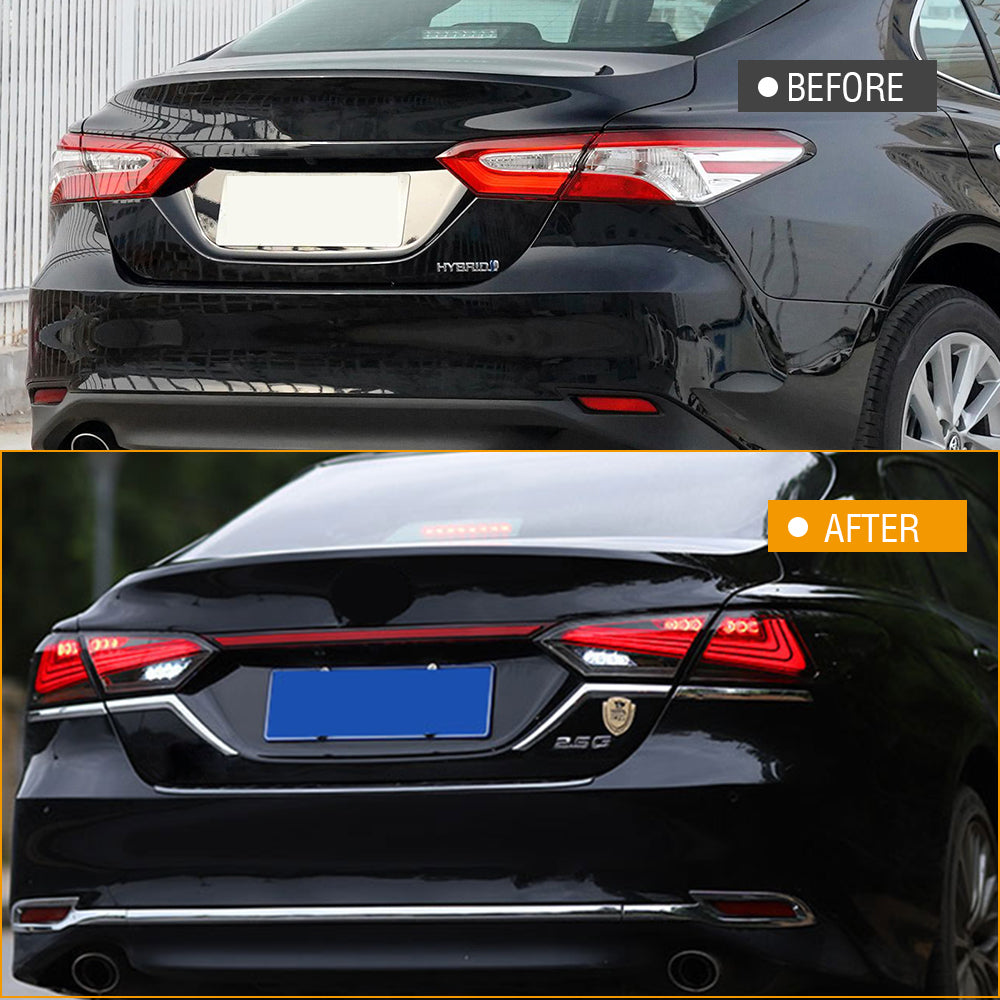 For 2018-2024 Toyota Camry Smoked Led Tail Lights, with Start-up Animation Rear Lights - KuerLED