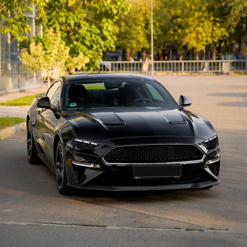 LED Headlight for 2018-2023 Ford Mustang S550, Carbon Fiber Style, Projector Front Lamp Assembly with Triple Beam Lens